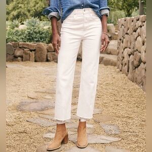 Frank & Eileen Monaghan Cream Jeans High Rise Straight Leg Italian Vintage Denim